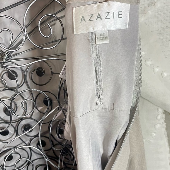 Azazie Adriana chiffon dolphin grey open back dress size a8 - Picture 13 of 13